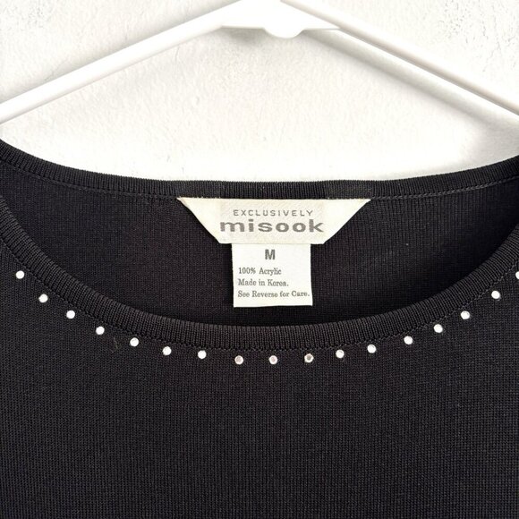 Exclusively Misook Black Long Sleeve Tunic Top Embellished Women’s Size Medium - Picture 3 of 8